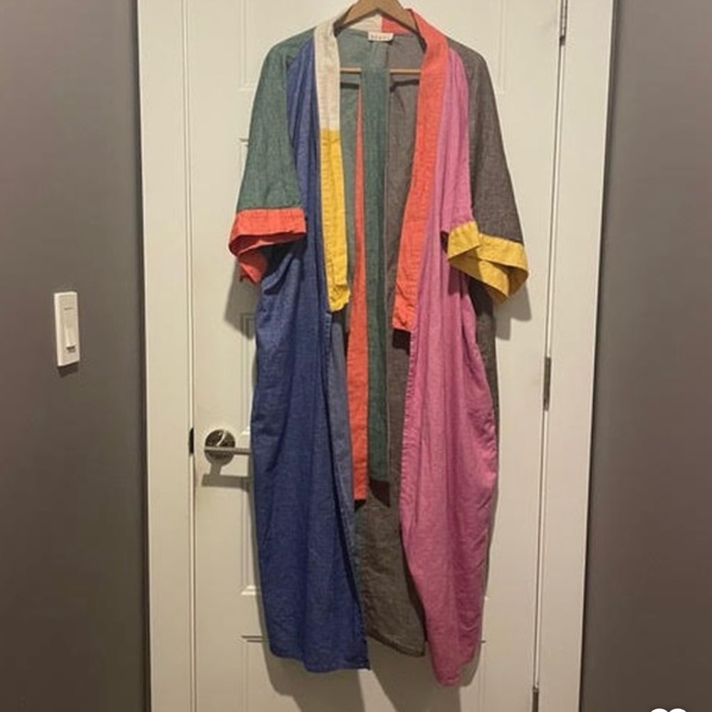 State the Label Color Block Flannel Robe Size L/XL